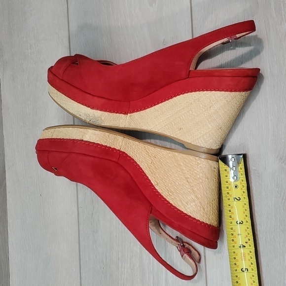 Stuart Weitzman Womens Ankle Suede Slingback Wedge Sandals shoes sz 7.5M - Picture 8 of 13